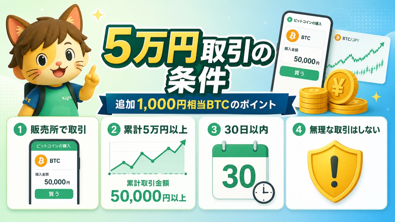 BitTrade販売所5万円取引条件の確認
